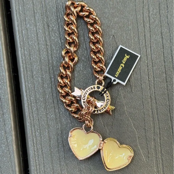Juicy Couture Rose Gold Chain-Link Bracelet with Heart Charm - Picture 3 of 4